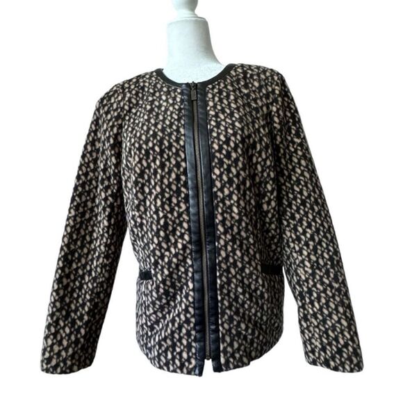 Bob Mackie Fleece Zip Up Jacket Pockets Brown Black Wearable Art - Picture 13 of 13